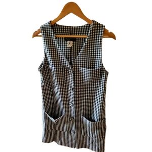 Vintage Metropolitan New York Black and White Houndstooth V Neck Jumper USA
